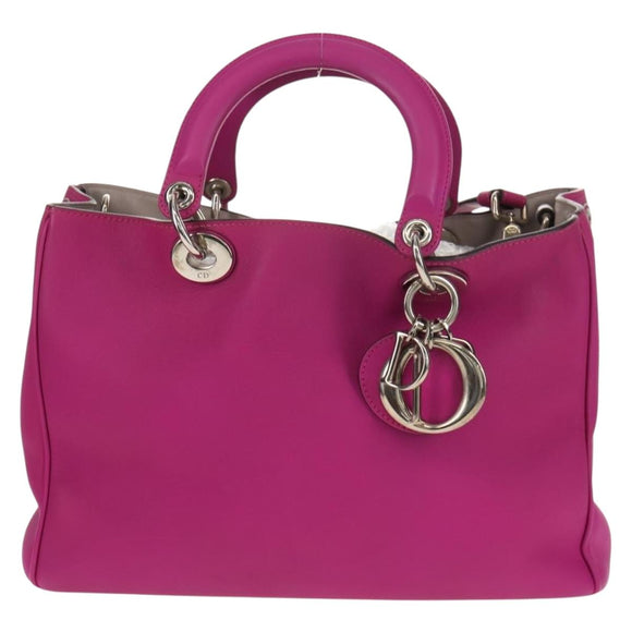 Christian Dior Diorissimo Hand Bag Leather 2way Purple Silver Auth bs30787