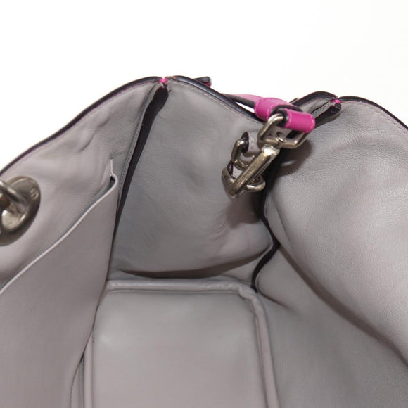 Christian Dior Diorissimo Hand Bag Leather 2way Purple Silver Auth bs30787