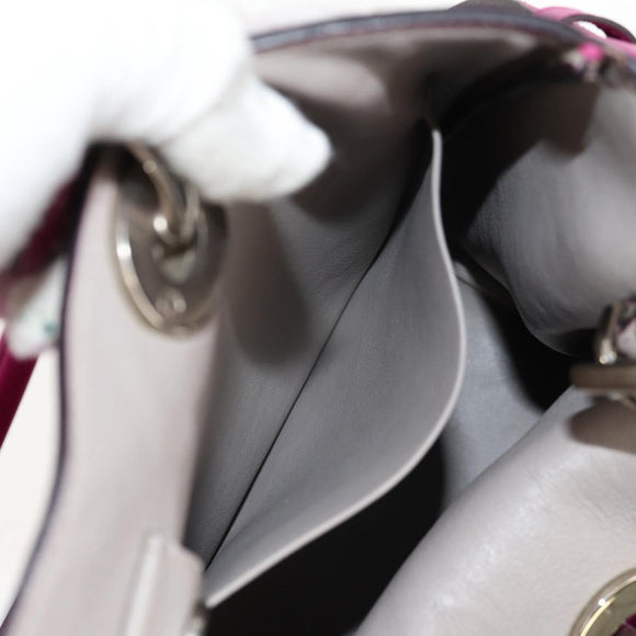 Christian Dior Diorissimo Hand Bag Leather 2way Purple Silver Auth bs30787