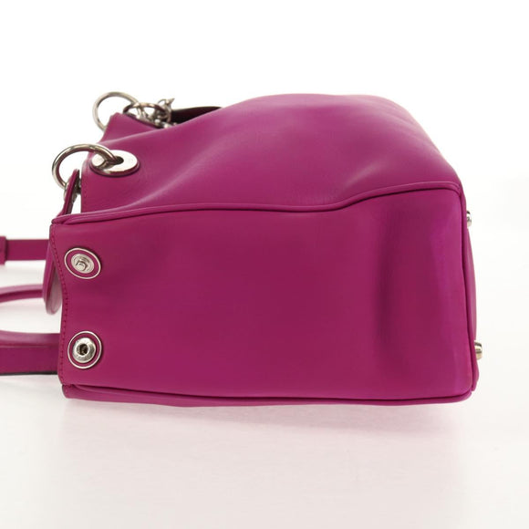 Christian Dior Diorissimo Hand Bag Leather 2way Purple Silver Auth bs30787