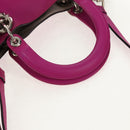 Christian Dior Diorissimo Hand Bag Leather 2way Purple Silver Auth bs30787-7