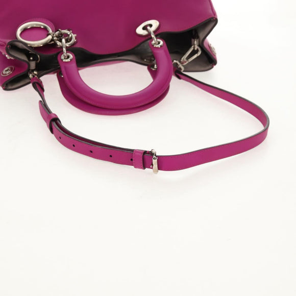 Christian Dior Diorissimo Hand Bag Leather 2way Purple Silver Auth bs30787
