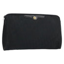 Christian Dior Trotter Canvas Clutch Bag Black Gold Auth bs30788-1