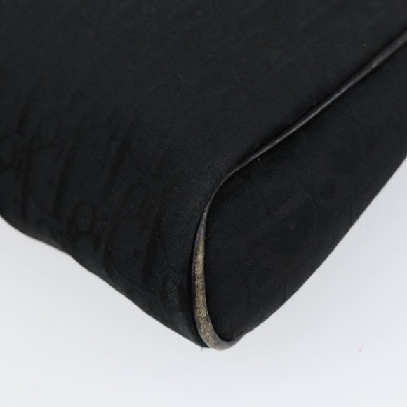 Christian Dior Trotter Canvas Clutch Bag Black Gold Auth bs30788