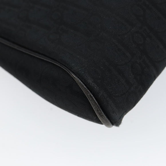 Christian Dior Trotter Canvas Clutch Bag Black Gold Auth bs30788