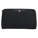 Christian Dior Trotter Canvas Clutch Bag Black Gold Auth bs30788-13
