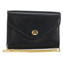 Christian Dior Chain Shoulder Bag Leather Black Gold Auth bs30789-1