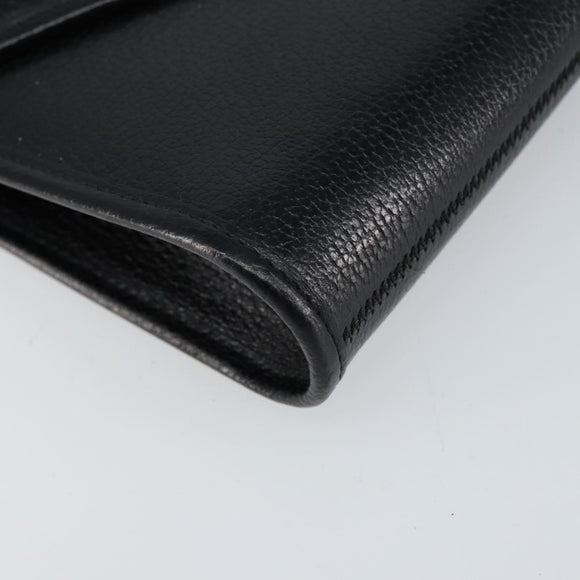 Christian Dior Chain Shoulder Bag Leather Black Gold Auth bs30789