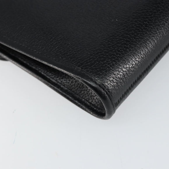 Christian Dior Chain Shoulder Bag Leather Black Gold Auth bs30789