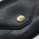 Christian Dior Chain Shoulder Bag Leather Black Gold Auth bs30789-17