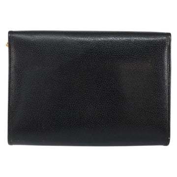 Christian Dior Chain Shoulder Bag Leather Black Gold Auth bs30789 - 0