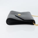 Christian Dior Chain Shoulder Bag Leather Black Gold Auth bs30789-3