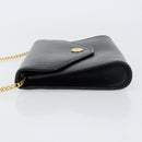 Christian Dior Chain Shoulder Bag Leather Black Gold Auth bs30789-4