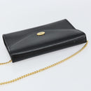 Christian Dior Chain Shoulder Bag Leather Black Gold Auth bs30789-6