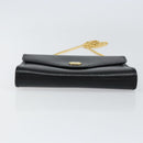 Christian Dior Chain Shoulder Bag Leather Black Gold Auth bs30789-5