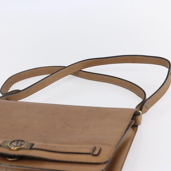 Christian Dior Shoulder Bag Leather Brown Gold Auth bs30791
