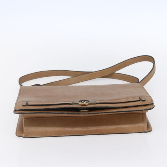 Christian Dior Shoulder Bag Leather Brown Gold Auth bs30791