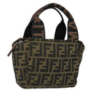 FENDI Zucca Canvas Hand Bag Black Brown Auth bs30792-1