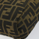 FENDI Zucca Canvas Hand Bag Black Brown Auth bs30792-15