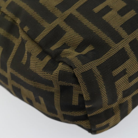 FENDI Zucca Canvas Hand Bag Black Brown Auth bs30792