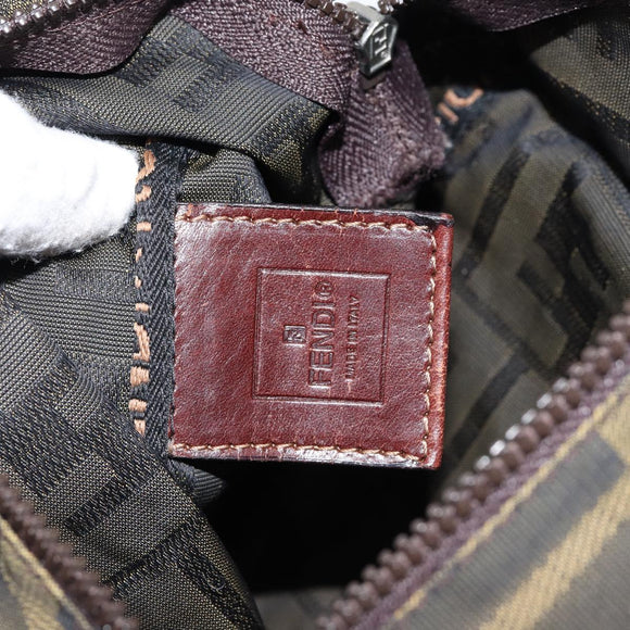 FENDI Zucca Canvas Hand Bag Black Brown Auth bs30792