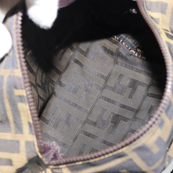 FENDI Zucca Canvas Hand Bag Black Brown Auth bs30792