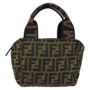 FENDI Zucca Canvas Hand Bag Black Brown Auth bs30792-13