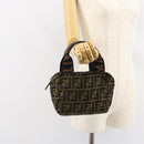 FENDI Zucca Canvas Hand Bag Black Brown Auth bs30792-20