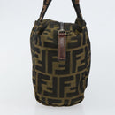 FENDI Zucca Canvas Hand Bag Black Brown Auth bs30792-4