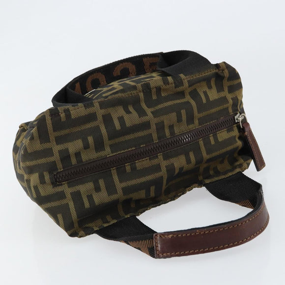 FENDI Zucca Canvas Hand Bag Black Brown Auth bs30792