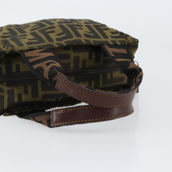 FENDI Zucca Canvas Hand Bag Black Brown Auth bs30792