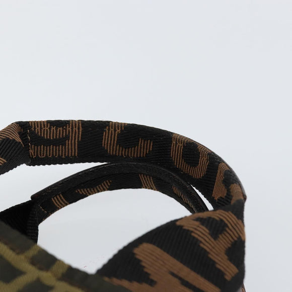 FENDI Zucca Canvas Hand Bag Black Brown Auth bs30792