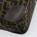 FENDI Zucca Canvas Hand Bag Black Brown Auth bs30793-16