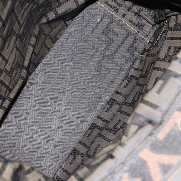 FENDI Zucca Canvas Hand Bag Black Brown Auth bs30793