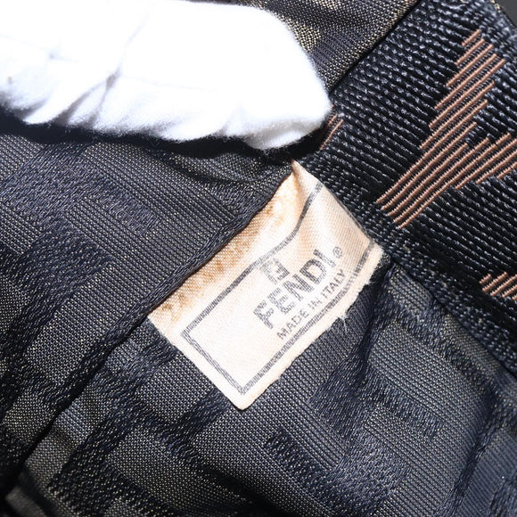 FENDI Zucca Canvas Hand Bag Black Brown Auth bs30793