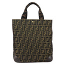 FENDI Zucca Canvas Hand Bag Black Brown Auth bs30793-13