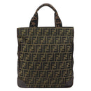 FENDI Zucca Canvas Hand Bag Black Brown Auth bs30793-2
