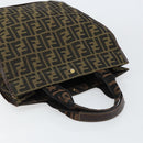 FENDI Zucca Canvas Hand Bag Black Brown Auth bs30793-6