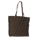 FENDI Zucca Canvas Hand Bag Black Brown Auth bs30794-1