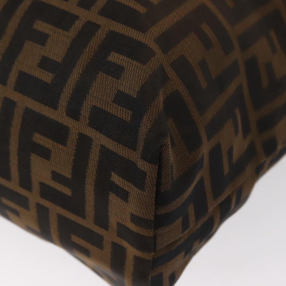 FENDI Zucca Canvas Hand Bag Black Brown Auth bs30794