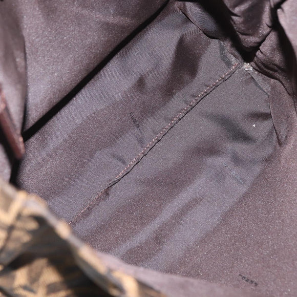 FENDI Zucca Canvas Hand Bag Black Brown Auth bs30794