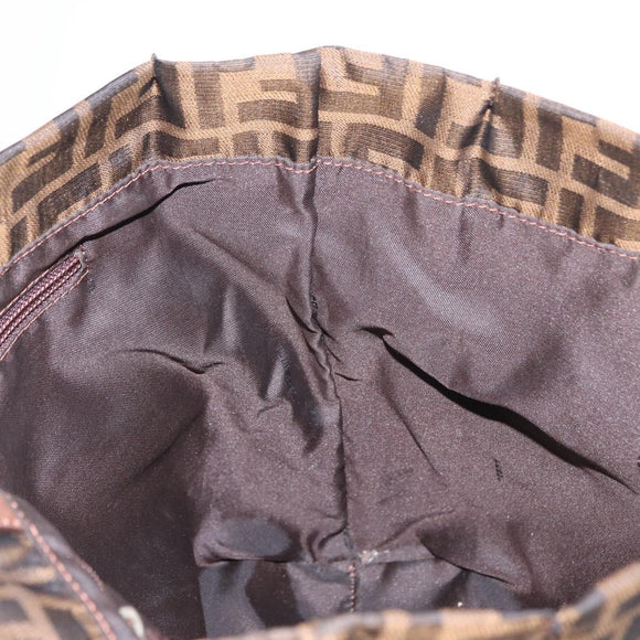 FENDI Zucca Canvas Hand Bag Black Brown Auth bs30794