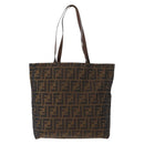 FENDI Zucca Canvas Hand Bag Black Brown Auth bs30794-13