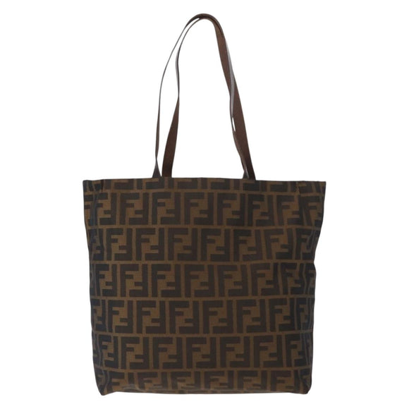 FENDI Zucca Canvas Hand Bag Black Brown Auth bs30794