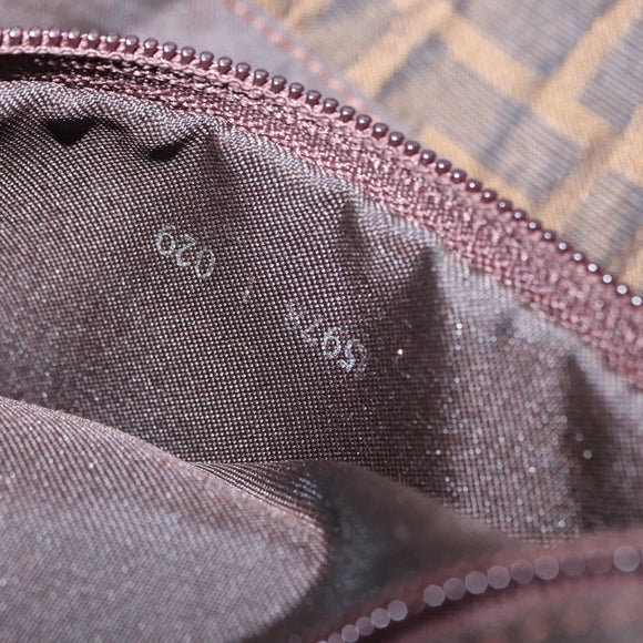 FENDI Zucca Canvas Hand Bag Black Brown Auth bs30794