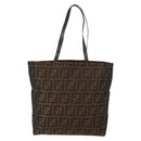 FENDI Zucca Canvas Hand Bag Black Brown Auth bs30794-2