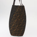 FENDI Zucca Canvas Hand Bag Black Brown Auth bs30794-3