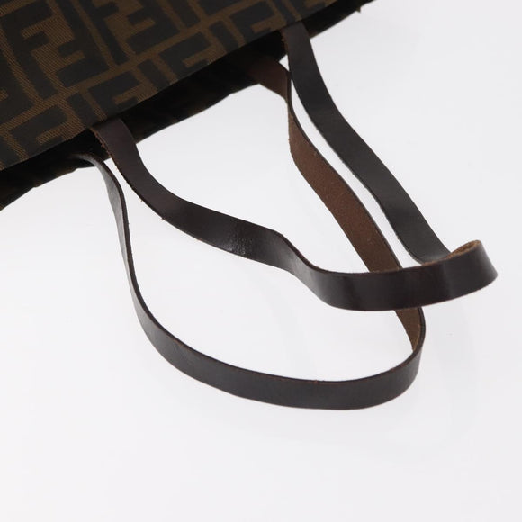 FENDI Zucca Canvas Hand Bag Black Brown Auth bs30794