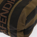 FENDI Pecan Canvas Hand Bag Nylon Black Brown Auth bs30795-14