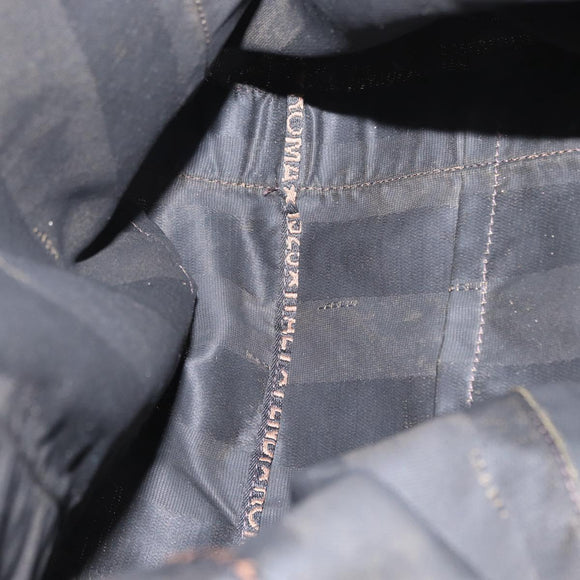 FENDI Pecan Canvas Hand Bag Nylon Black Brown Auth bs30795